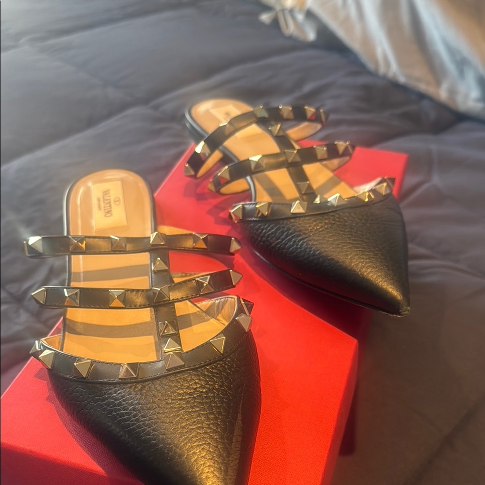 Valentino Women's Black Studded Mules